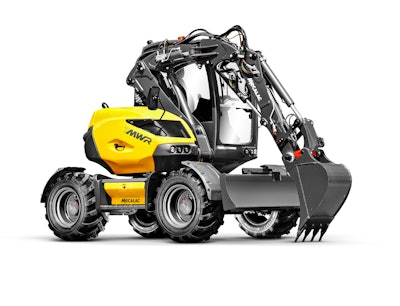 Mecalac 7MWR wheeled excavator studio shot