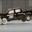 Toyota Tacoma during the updated moderate overlap front crash at the Insurance Institute for Highway Safety. None of the midsize crew cab pickups received a good rating following the test.