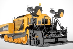 rear shot of LeeBoy 8680 tracked asphalt paver