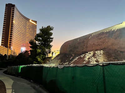 Boring Co. tunnel machine in front of encore resort las vegas after digging Vegas Loop tunnel