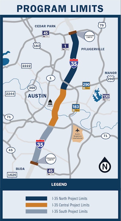 map I-35 Capital Express project Austin Texas