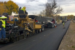 paving train laying stone matrix asphalt overlay in lakewood colorado