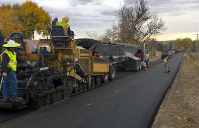paving train laying stone matrix asphalt overlay in lakewood colorado