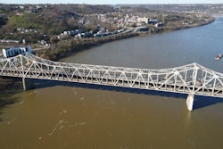 aerial view of Brent Spence Bridge between Ohio and Kentucky