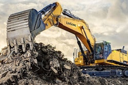 LiuGong 995F excavator on dirt hill digging