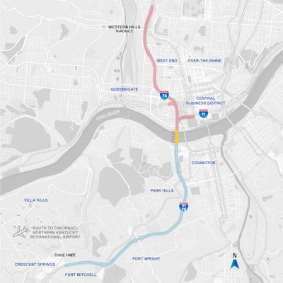 map of Brent Spence Bridge Corridor project