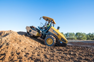 SANY SSR80 Roller riding up dirt pile