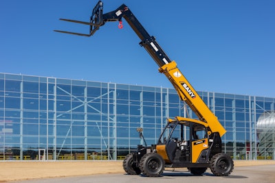 Breaking News Sany STH634A Telehandler roar extended in front of glass constructing