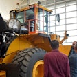 wheel loader in service bay