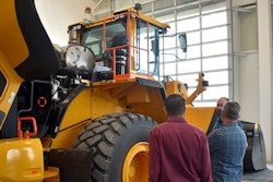 wheel loader in service bay