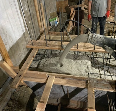 C-Crete cement-free concrete poured Seattle building footing