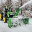 Deere SB12F front-mount snowblower on a tractor