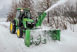 Deere SB12F front-mount snowblower on a tractor