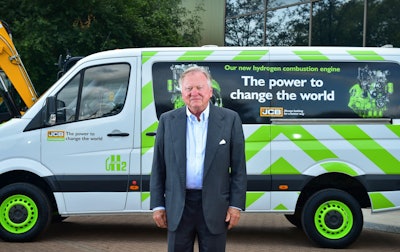 JCB Chairman Lord Bamford with Hydrogen Converted Van