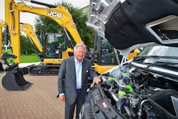 JCB Chairman Lord Bamford with Hydrogen-Powered Van and Excavators.