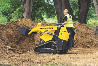 New Holland C314 mini track loader at dirt pile