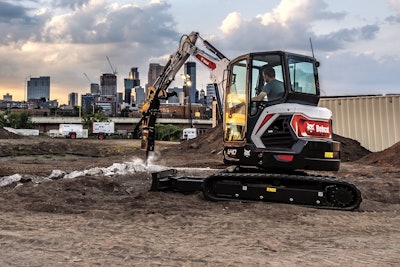 bobcat E40 compact excavator operating hydraulic hammer