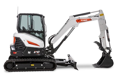 bobcat e40 compact excavator studio shot white background