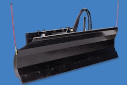 Ignite attachments snow blade skid steers compact track loaders studio shot blue background