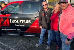 Callaway family members beside K&L Industries pickup truck