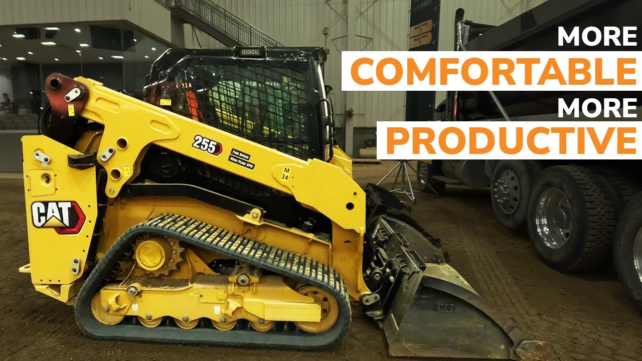 Cat 255 CTL with text that reads more comfortable more productive