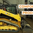 Cat 255 CTL with text that reads more comfortable more productive