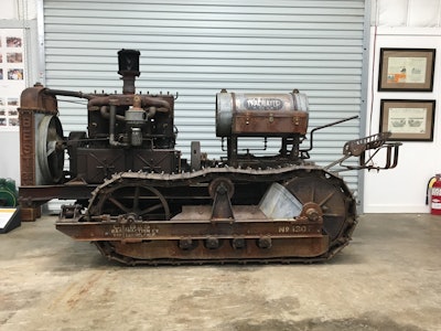 restored 1919 Best 25 crawler tractor in storage