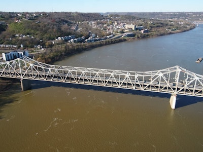 aerial shot brent spence bridge