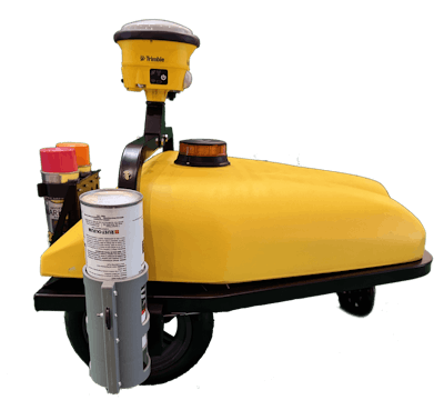 studio closeup shot white background Civ Robotics Civ Dash road striping robot