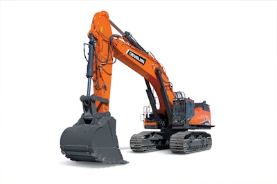 Develon DX1000LC-7 excavator on white background