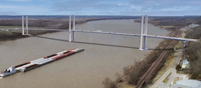 redering of future Don Welge Memorial Bridge over Mississippi River Bridge between Illinois Missouri