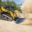 ASV Angler Broom attachment on a compact track loader