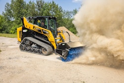ASV Angler Broom attachment on a compact track loader