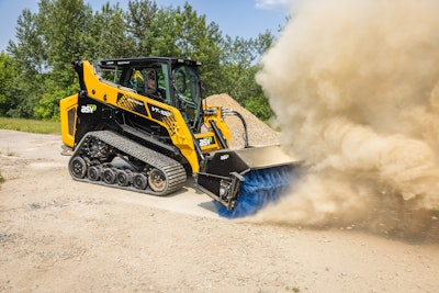 ASV Angler Broom attachment on a compact track loader