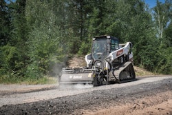 Bobcat compact track loader with super-flow planer attachment