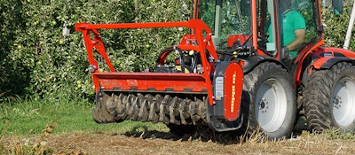 Seppi M Microforst PTO forestry mulcher attachment on a tractor