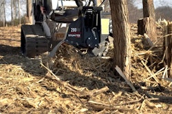 Stumper stump grinding attachment on a compact track loader