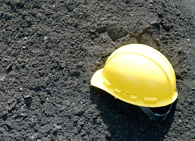 hard hat in dirt