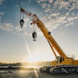 liebherr ltr 1150 crawler crane boom raised dual hook lifts