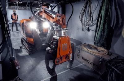 Husqvarna DXR 95 demolition robot inside van