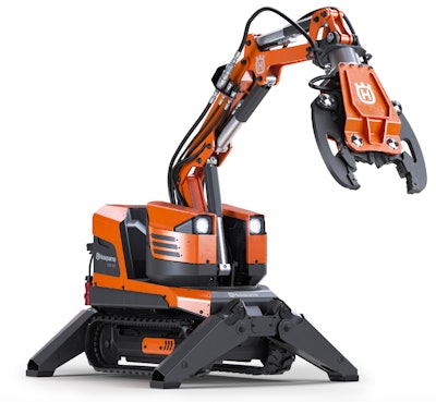 static shot white background Husqvarna DXR 95 demolition robot