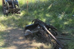 mini track loader with trencher attachment disconnected
