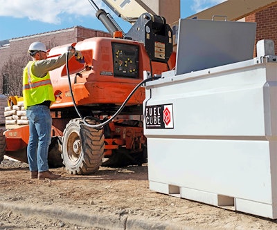 The revamped FuelCube from Western Global offers several new features, such as four-way forklift pockets, an improved lid, built-in emergency vent and lighter-weight design.