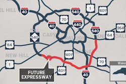 map outlining current and future route of 540 outer loop around Raleigh NC
