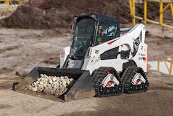 Mattracks rt125 tc tracks on bobcat s770 bucket loaded with rocks