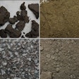 four photos of rock gravel sand