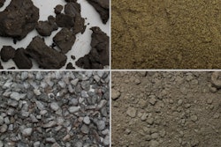four photos of rock gravel sand
