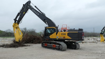 Volvo says its EC500 Straight Boom excavator is equipped with heavy-duty features to stand up to the rigors of demolition.