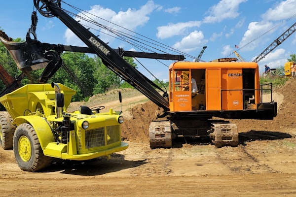 1950 lorain 820 cable shovel loading Euclid 57 truck
