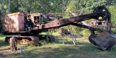 1950 Lorain 820 cable shovel before being painted